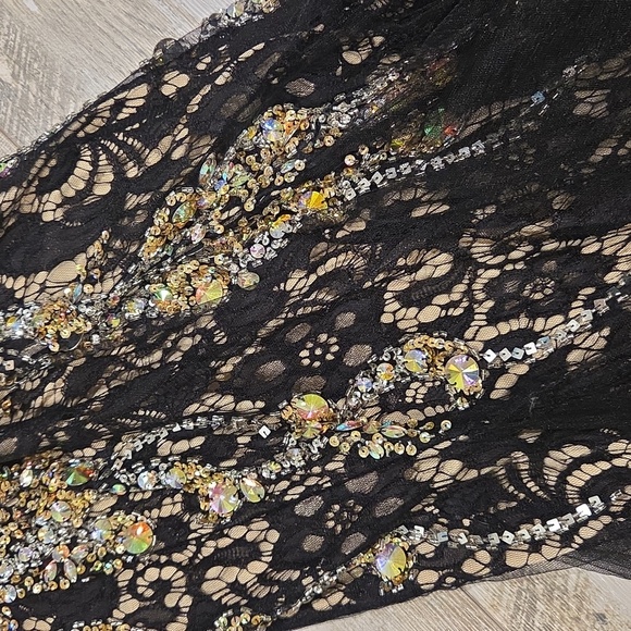 Black and Gold Embellished Sweetheart Prom Gown - Picture 11 of 17